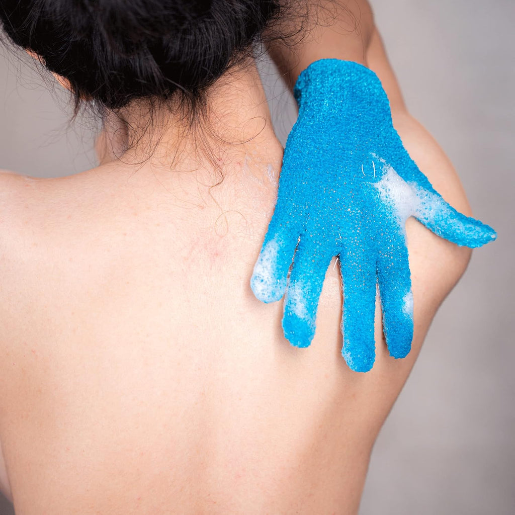 Slick- Exfoliating Gloves, 4 Pcs, Skin Exfoliator for Body, Bath / Scrub Gloves, Shower Accessories for Women, Exfoliation Mitt