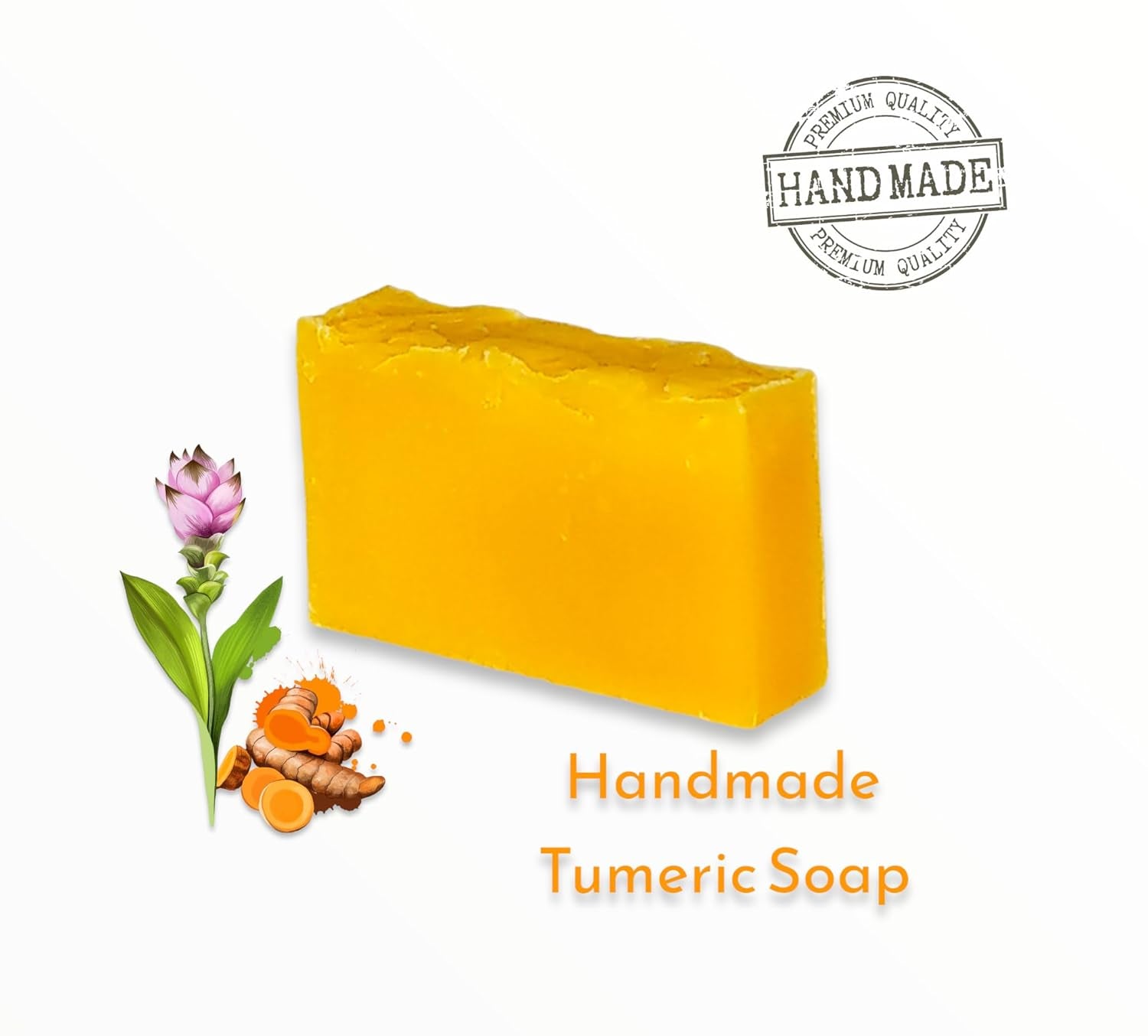 Turmeric Soap Bar - Pack of 3 - All Natural, Handmade with Vegetarian and Food Grade Ingredients. Excellent for All Skin Types