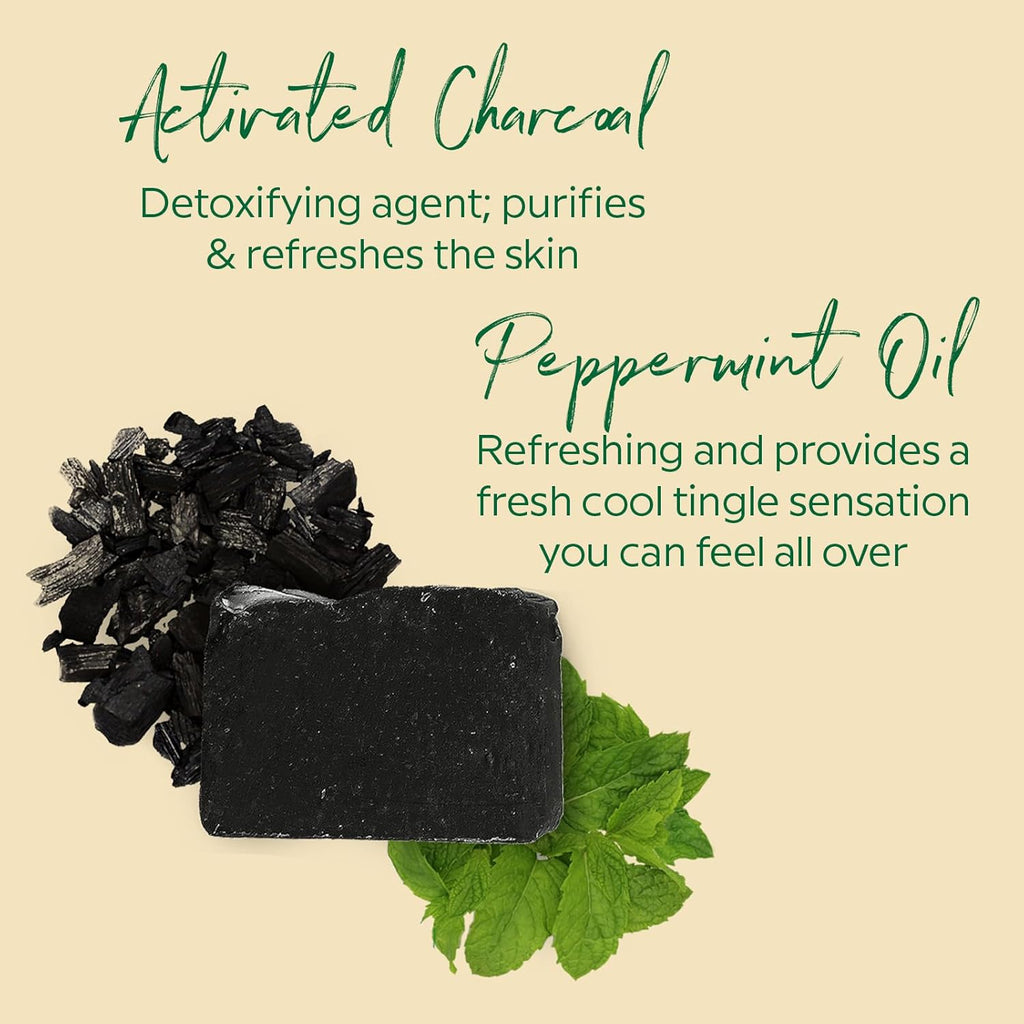 Herb’N Eden - Activated Charcoal Bar Soap - Moisturizing Face & Body Soap - for Oily, Acne, Combination Skin - Natural Plant-Based Ingredients & Essential Oils - Cruelty-Free - Handmade in USA -3 Pack