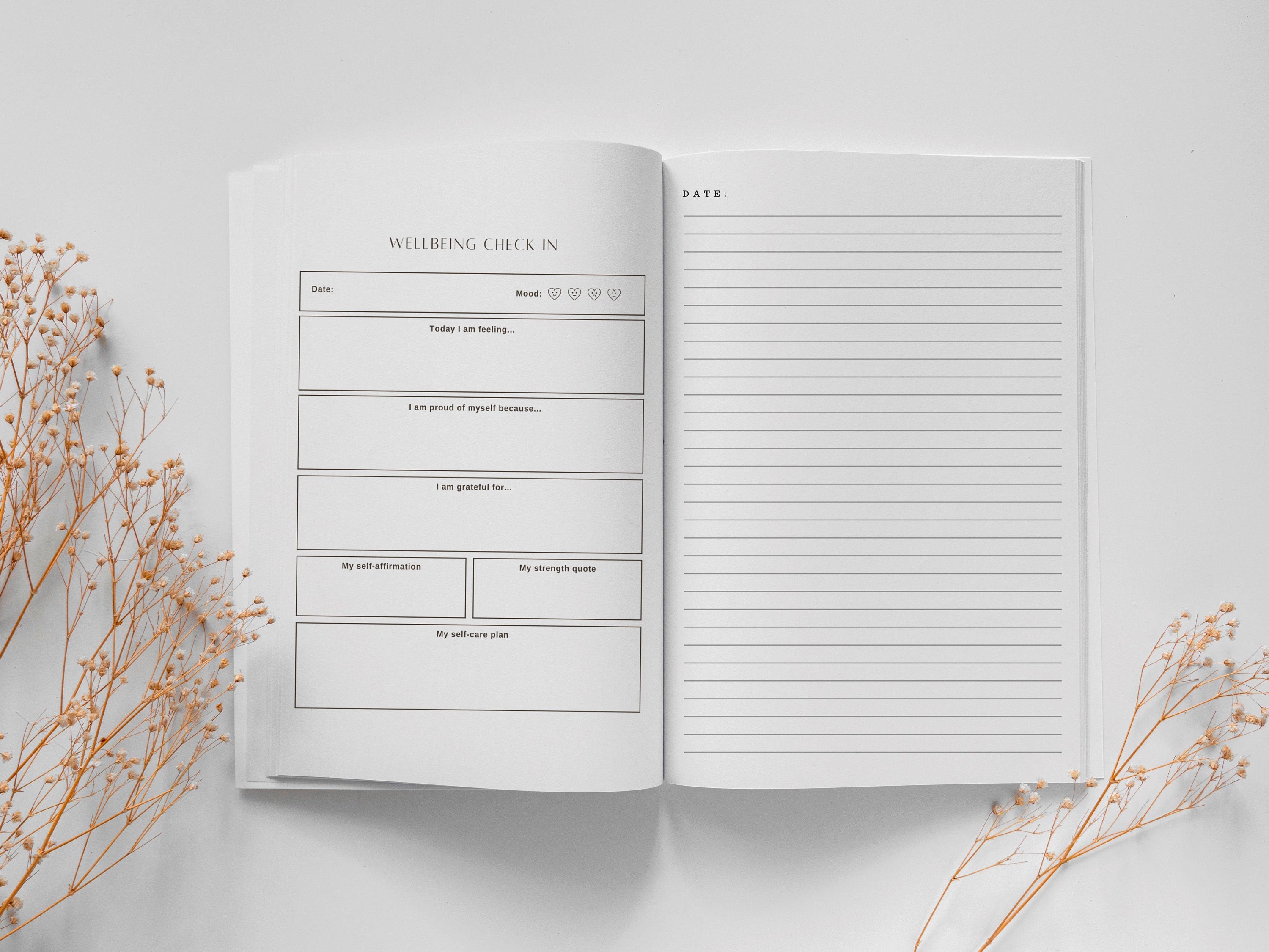 Wellbeing Journal for Mental Health: Guided Journal for Anxiety, Depression, Self-Love, Self-Care | Daily Mood Tracker & Guided Exercises